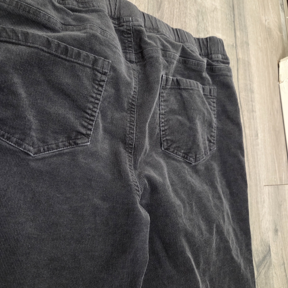 Eileen Fisher Black Corduroy Pull-On Pants Cotton Blend Minimalist Chic Comfort - Picture 4 of 9